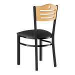 Lancaster Table & Seating Black Finish Side Chair with Black Vinyl Seat and Natural Wood Back - Assembled