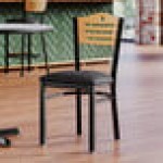 Lancaster Table & Seating Black Finish Side Chair with Black Vinyl Seat and Natural Wood Back - Assembled