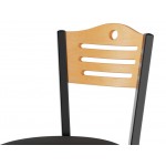 Lancaster Table & Seating Black Finish Side Chair with Black Vinyl Seat and Natural Wood Back - Assembled