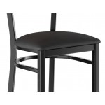 Lancaster Table & Seating Black Finish Side Chair with Black Vinyl Seat and Natural Wood Back - Assembled