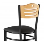 Lancaster Table & Seating Black Finish Side Chair with Black Vinyl Seat and Natural Wood Back - Assembled