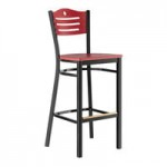 Lancaster Table & Seating Black Finish Side Chair with Black Vinyl Seat and Natural Wood Back - Assembled