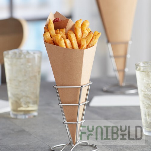 Carnival King 15 oz. Kraft Square Cardboard Fry Cone - 500/Case