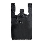 Choice 1/8 Small Size Black Unprinted Embossed Standard-Duty Plastic T-Shirt Bag - 1,000/Case Choice 1/8 Small Size Black Unprinted Embossed Standard-Duty Plastic T-Shirt Bag - 1,000/Case