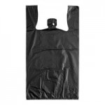 Choice 1/8 Small Size Black Unprinted Embossed Standard-Duty Plastic T-Shirt Bag - 1,000/Case Choice 1/8 Small Size Black Unprinted Embossed Standard-Duty Plastic T-Shirt Bag - 1,000/Case