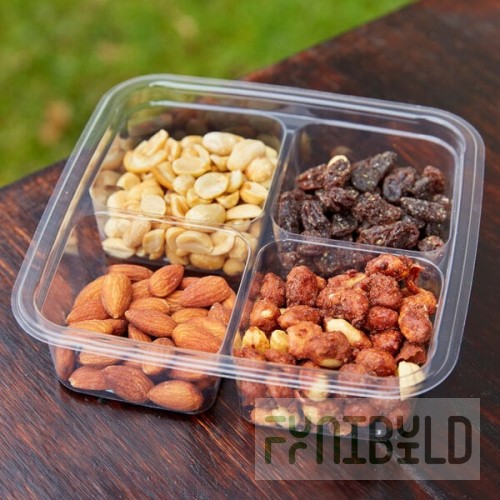 Fabri-Kal GS6-4S Greenware 16.7 oz. Shallow 4-Compartment Clear PLA Plastic Compostable Container - 50/Pack