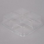 Fabri-Kal GS6-4S Greenware 16.7 oz. Shallow 4-Compartment Clear PLA Plastic Compostable Container - 50/Pack
