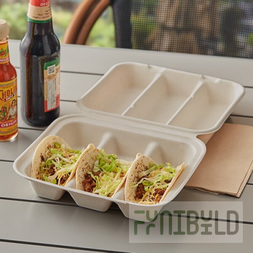 World Centric 3-Compartment Compostable Fiber Taco Clamshell 9