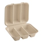 World Centric 3-Compartment Compostable Fiber Taco Clamshell 9