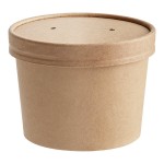 Choice 12 oz. Kraft Poly-Coated Paper Food Cup with Vented Paper Lid - 250/Case Choice 12 oz. Kraft Poly-Coated Paper Food Cup with Vented Paper Lid - 250/Case