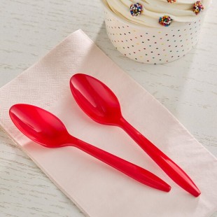 Choice Red Medium Heavy Weight Polypropylene Plastic Teaspoon - 1,000/Case