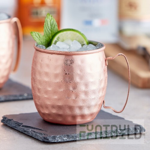 Acopa Alchemy 16 oz. Hammered Copper Moscow Mule Mug - Sample
