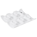 CAC PT-SQ8 Bright White Party Collection Porcelain 6 Spoon Set with Square Test Plate - 12/Case