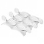 CAC PT-SQ8 Bright White Party Collection Porcelain 6 Spoon Set with Square Test Plate - 12/Case