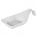 CAC PT-SQ8 Bright White Party Collection Porcelain 6 Spoon Set with Square Test Plate - 12/Case