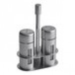 American Metalcraft SP6 1 oz. Brushed Stainless Steel Round Salt and Pepper Shaker Set with Base - 12/Case