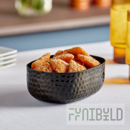 American Metalcraft ABHB46 25 oz. Black Hammered Aluminum Oval Serving Bowl