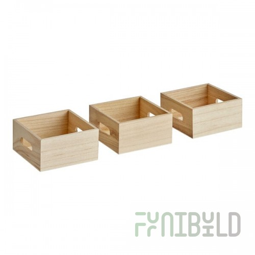 Choice Natural Wooden Display Crate / Condiment Caddy - 3/Case