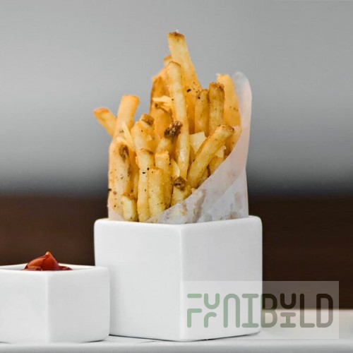 Front of the House Canvas 3 oz. White Square Porcelain Ramekin - 12/Case