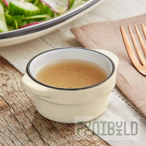 Acopa Embers 2.5 oz. Cream White Matte Stoneware Sauce Cup - 36/Case