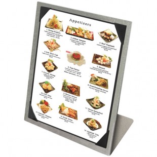 Menu Solutions MTPIX-811 Alumitique Aluminum Menu Tent with Picture Corners - Brushed Finish - 8 1/2 Menu Solutions MTPIX-811 Alumitique Aluminum Menu Tent with Picture Corners - Brushed Finish - 8 1/2