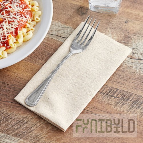 Choice Beige Customizable Linen-Feel 1/8 Fold Dinner Napkin 15