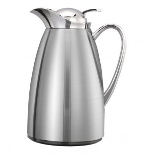Service Ideas Classy 20 oz. Brushed Stainless Steel Glass Insulated Coffee Carafe / Server with Push-Button Lid CJZ6BS