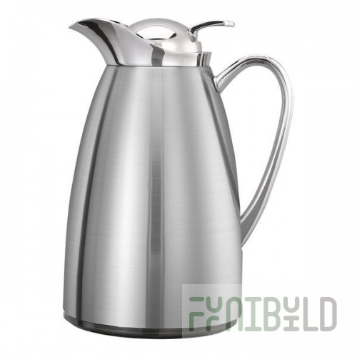Service Ideas Classy 20 oz. Brushed Stainless Steel Glass Insulated Coffee Carafe / Server with Push-Button Lid CJZ6BS