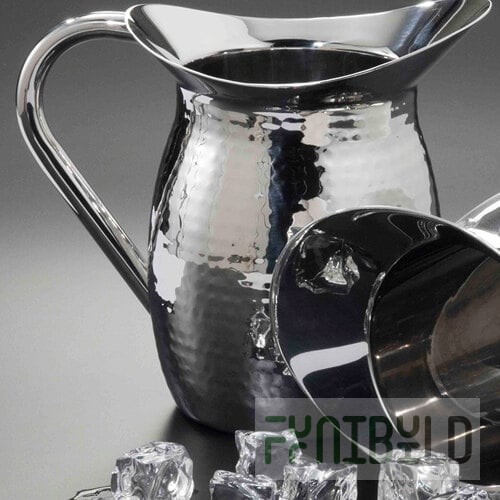 American Metalcraft 64 oz. Stainless Steel Hammered Finish Double-Walled Bell Pitcher HMWP64 - 6/Case
