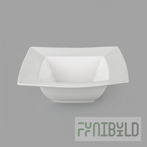 10 Strawberry Street WTR-12SQRBWL Whittier 1.5 Qt. White Square Porcelain Rim Bowl - 6/Case