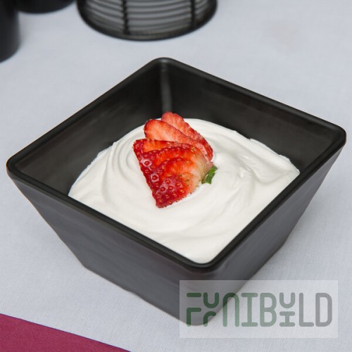 American Metalcraft FSMEL53 Endurance 23 oz. Square Melamine Serving Bowl - Black Faux Slate