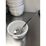 Acopa 6 oz. Bright White Rolled Edge Stoneware Bouillon Cup - 36/Case Acopa 6 oz. Bright White Rolled Edge Stoneware Bouillon Cup - 36/Case