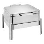 Eastern Tabletop 5-Star Series Jazz Smooth 6 Qt. 2/3 Size Round Stainless Steel Induction Chafer with Hinged Glass Lid 3878G Eastern Tabletop 5-Star Series Jazz Smooth 6 Qt. 2/3 Size Round Stainless Steel Induction Chafer with Hinged Glass Lid 3878G