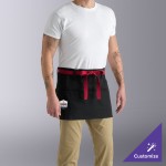 Uncommon Chef 3103 Black Customizable Poly-Cotton Beltway Waist Apron with Red Webbing and 3 Pockets - 14