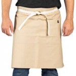 Uncommon Chef 3103 Black Customizable Poly-Cotton Beltway Waist Apron with Red Webbing and 3 Pockets - 14