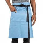 Uncommon Chef 3103 Black Customizable Poly-Cotton Beltway Waist Apron with Red Webbing and 3 Pockets - 14