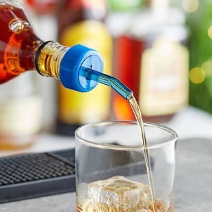 Choice Blue Free Flow Whiskey Pourer with Blue Collar - 12/Pack