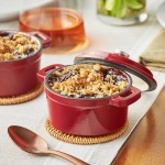 Valor 8 oz. Cranberry Apple Enameled Mini Cast Iron Pot with Cover Valor 8 oz. Cranberry Apple Enameled Mini Cast Iron Pot with Cover