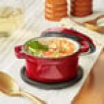 Valor 8 oz. Cranberry Apple Enameled Mini Cast Iron Pot with Cover Valor 8 oz. Cranberry Apple Enameled Mini Cast Iron Pot with Cover