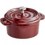 Valor 8 oz. Cranberry Apple Enameled Mini Cast Iron Pot with Cover Valor 8 oz. Cranberry Apple Enameled Mini Cast Iron Pot with Cover