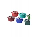 Valor 8 oz. Cranberry Apple Enameled Mini Cast Iron Pot with Cover Valor 8 oz. Cranberry Apple Enameled Mini Cast Iron Pot with Cover