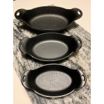 Lodge HM16OS 16 oz. Pre-Seasoned Heat-Treated Mini Cast Iron Oval Casserole Dish