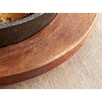 Valor 18 oz. Pre-Seasoned Mini Cast Iron Casserole Dish with Rustic Chestnut Finish Rubberwood Underliner