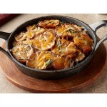 Valor 18 oz. Pre-Seasoned Mini Cast Iron Casserole Dish with Rustic Chestnut Finish Rubberwood Underliner