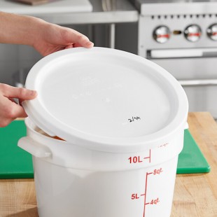 Choice 12, 18, and 22 Qt. White Round Polypropylene Food Storage Container Lid Choice 12, 18, and 22 Qt. White Round Polypropylene Food Storage Container Lid