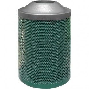 Wausau Tile MF3008 Classic 28 Gallon Steel Round Trash Can with Plastic Pitch-In Lid