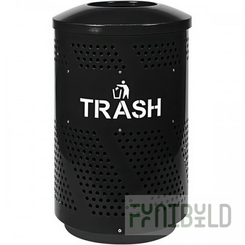 Ex-Cell Kaiser Arena 51 Series ARENA-51 T 51 Gallon Black Steel Customizable Outdoor Trash Receptacle with Dome Top