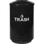 Ex-Cell Kaiser Arena 51 Series ARENA-51 T 51 Gallon Black Steel Customizable Outdoor Trash Receptacle with Dome Top