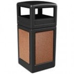 Commercial Zone 72041499 StoneTec 42 Gallon Black Square Decorative Trash Can with Sedona Panels and Dome Lid
