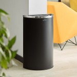 Lancaster Table & Seating 15 Gallon Black Powder-Coated Metal Half Round Decorative Trash Can Lancaster Table & Seating 15 Gallon Black Powder-Coated Metal Half Round Decorative Trash Can